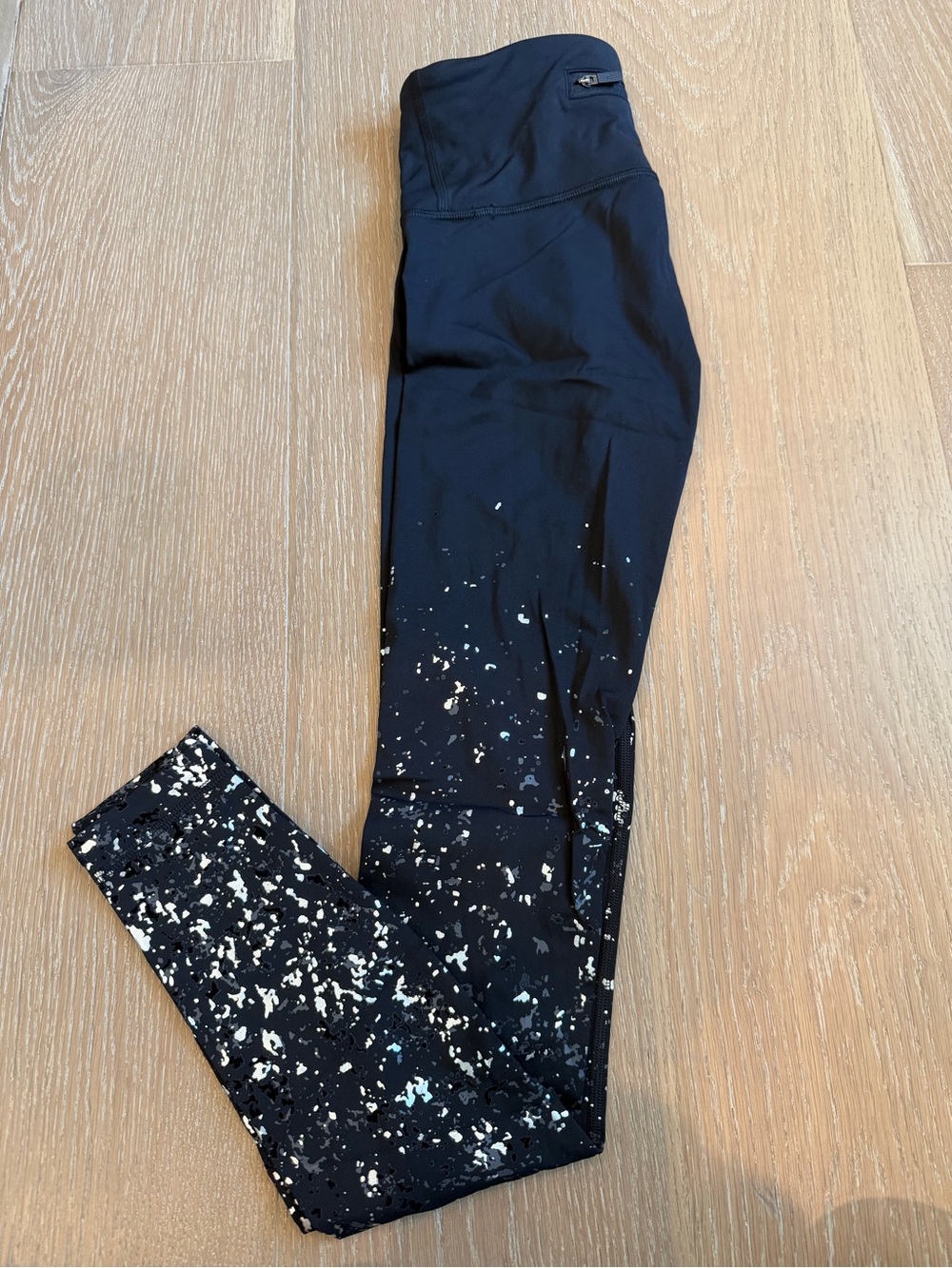 28” Women’s Lululemon Black Leggings with White Speckles